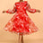 AOMEIDRESS Red Print Round Neck Puff Sleeve Wedding Party Dress Flouncy
