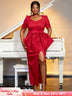 red high waist big bow dress for women
