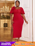 red v neck midi dresses for women