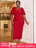 red v neck midi dresses for women