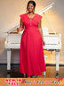 v neck turn down collar dresses for women pleated maxi dress