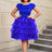 AOMEIDRESS Retro A Line Tiered Dress with Bow Round Neck Design Plus Size Prom Dresses Blue / S