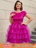 AOMEIDRESS Retro A Line Tiered Dress with Bow Round Neck Design
