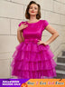 AOMEIDRESS Retro A Line Tiered Dress with Bow Round Neck Design
