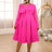 AOMEIDRESS Rose A Line Dress Asymmetrical Neck Bowtie Long Sleeves Rose / S