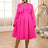 AOMEIDRESS Rose A Line Dress Asymmetrical Neck Bowtie Long Sleeves Rose / S