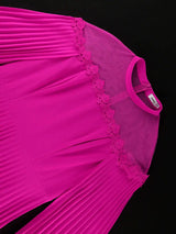 AOMEIDRESS Rose A Line Dress Pleated Half High Collar Shawl sleeves