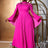 AOMEIDRESS Rose A Line Dress Pleated Half High Collar Shawl sleeves Rose / S