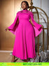 AOMEIDRESS Rose A Line Dress Pleated Half High Collar Shawl sleeves Rose / S