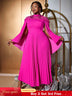 AOMEIDRESS Rose A Line Dress Pleated Half High Collar Shawl sleeves Rose / S