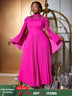 AOMEIDRESS Rose A Line Dress Pleated Half High Collar Shawl sleeves Rose / S