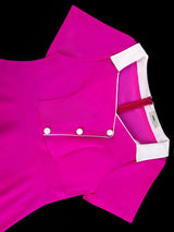 AOMEIDRESS Rose A Line Dress with Colorblock Irregular Neck Buttons