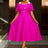 AOMEIDRESS Rose A Line Dress with Colorblock Irregular Neck Buttons Rose / L