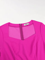 AOMEIDRESS Rose A Line Pleated Church Dress Long Sleeve Diamond Belt