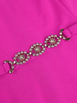 AOMEIDRESS Rose A Line Pleated Church Dress Long Sleeve Diamond Belt