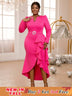Fuchsia  v neck bodycon dresses for women