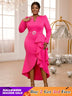 Fuchsia  v neck bodycon dresses for women