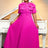 AOMEIDRESS Rose Casual Dresses O Neck Ankle Length Short Sleeves Pleated Big Bow Rose / 1XL