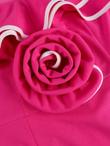 AOMEIDRESS Rose Off Shoulder Dress Package Hip with 3D Flower Detail