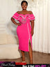 AOMEIDRESS Rose Off Shoulder Dress Package Hip with 3D Flower Detail Rose / L