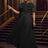 AOMEIDRESS Rose Pleated Dress O Neck Short Sleeves Big Bow High Waist Black / S