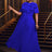 AOMEIDRESS Rose Pleated Dress O Neck Short Sleeves Big Bow High Waist Blue / S