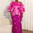 AOMEIDRESS Rose Satin One Shoulder Ruffled Top and Sequin Skirt Set Rose / L