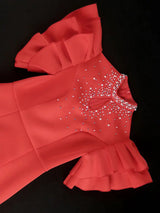 AOMEIDRESS Ruffle Shoulder Dress Luxury Grace Wedding Guest for Women
