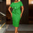 AOMEIDRESS Saint Patrick Outfit Round Neck 3D Flower Bead Trim Short Sleeve  