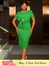 AOMEIDRESS Saint Patrick Outfit Round Neck 3D Flower Bead Trim Short Sleeve  