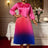AOMEIDRESS Satin Gradient A Line Dress Bow Collar Lantern Sleeves Rose / L