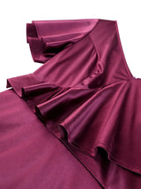 AOMEIDRESS Satin Package Hip Dress V Neck Ruffles Split Party Gown