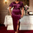 AOMEIDRESS Satin Package Hip Dress V Neck Ruffles Split Party Gown Wine / S