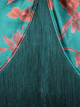 AOMEIDRESS Satin Printer BuBu Dress V Neck Long Batwing Sleeve Fringe