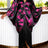 AOMEIDRESS Satin Printer BuBu Dress V Neck Long Batwing Sleeve Fringe - Rose / OneSize