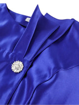 AOMEIDRESS Satin Two Piece Set O Neck Button Peplum Top Pencil Skirt