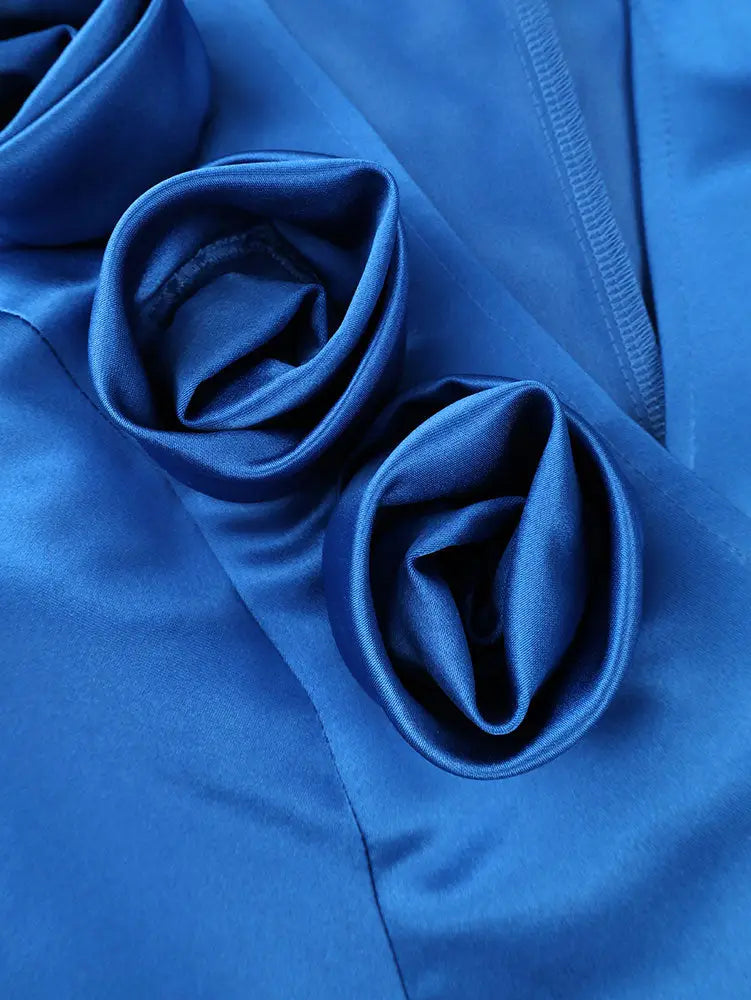 AOMEIDRESS Satin Two Pieces Set Peplum Blazer Tank Mermaid Dress