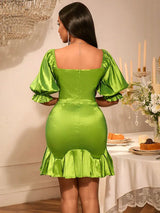 AOMEIDRESS Sequins Mini Sweetheart Collar Dresses For Wedding Guests