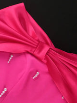 AOMEIDRESS Sexy Birthday Dresses Rose Satin Off Shoulder Gown