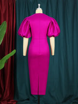 AOMEIDRESS Sexy Bodycon Dress Lantern Sleeve Cut Out Shiny Gowns