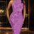 AOMEIDRESS Sexy Halter Bodycon Dress Ruffles for Event Party Weddings Lavender / S