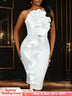 AOMEIDRESS Sexy Halter Bodycon Dress Ruffles for Event Party Weddings White / S