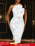 AOMEIDRESS Sexy Halter Bodycon Dress Ruffles for Event Party Weddings White / S