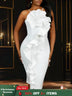 AOMEIDRESS Sexy Halter Bodycon Dress Ruffles for Event Party Weddings White / S