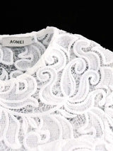 AOMEIDRESS Sexy Lace Bodycon Midi White Cocktail Dress for Women