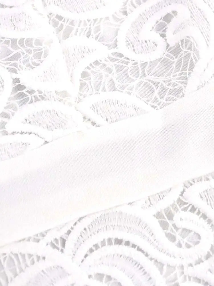 AOMEIDRESS Sexy Lace Bodycon Midi White Cocktail Dress for Women