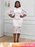 AOMEIDRESS Sexy Lace Bodycon Midi White Cocktail Dress for Women White / S