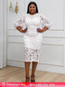 AOMEIDRESS Sexy Lace Bodycon Midi White Cocktail Dress for Women White / S