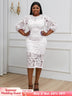 AOMEIDRESS Sexy Lace Bodycon Midi White Cocktail Dress for Women White / S