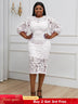 AOMEIDRESS Sexy Lace Bodycon Midi White Cocktail Dress for Women White / S